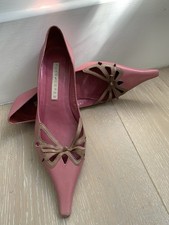 Women’s PURA LOPEZ Brittany Pink Leather Court Shoes Size 2 EUR 35 (AV)