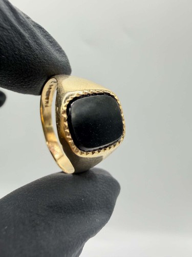 9ct onyx signet ring - onyx,