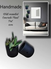 Handmade Wall mounted_ Free stand_ Concrete Plant pots 2 pcs set Black 6cm AR142