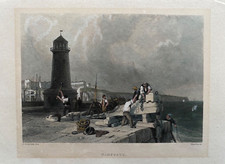 1836 Antique Print; Ramsgate Harbour & Lighthouse, Kent after Stanfield