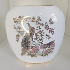 Handmade 24k gold plated white greek- vase- floral and Pheasant