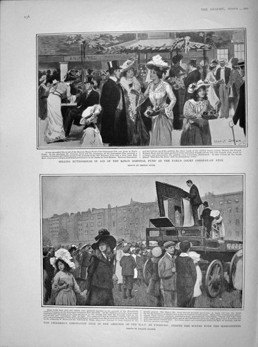 Original old antique print - old,
