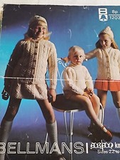 Vintage Bellmans Aran DK Children's Knitting Original Patterns, size 22-26" 1203