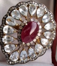 Ruby aquamarine diamond ring - aquamarine, &