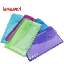 Rapesco Bright Transparent Popper Wallet, DL, Assorted Colours, Pack of 5