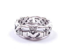 Claddagh Ring Celtic Band 925 Sterling Silver Love Loyalty Friendship 5.3g