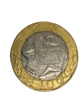 Italy 1000 Lire Bimetallic Coin Repubblica Italiana Europa Map Vintage 1997