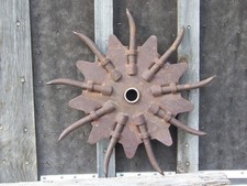 Spiked iron rotary hoe - iron,
