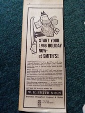 A3k  Ephemera 1966 advert w h smith & sons holidays 