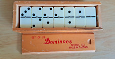 Dominoes Double Six made in Taiwan, Set of 28 in a wooden box (Vintage)