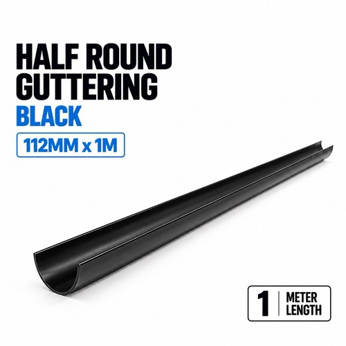 Black half round guttering - black,