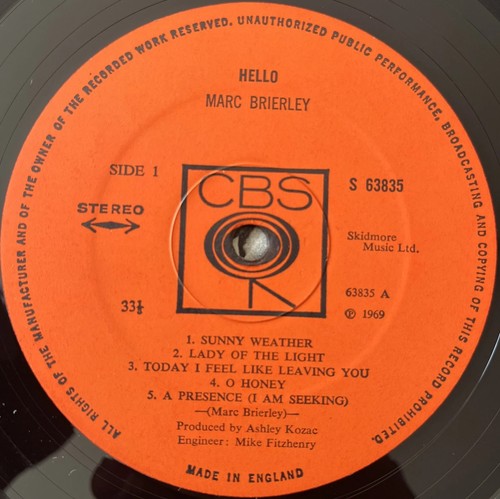 Marc brierley hello lp 1969 - brierley,