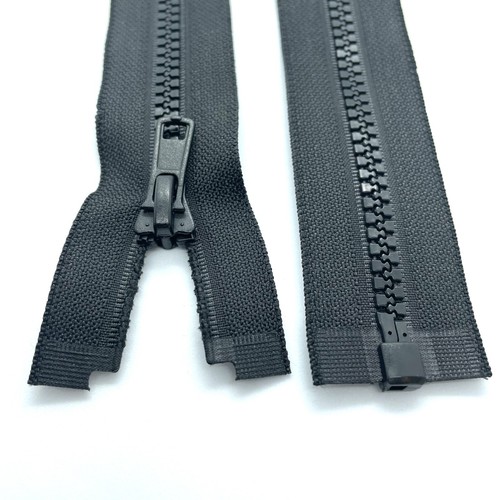 Black chunky zip plastic open - chunky,