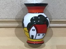 Vintage Red Roof Design Miniature Vase, Sun Mark, Japan.3" X 2" Approx. Cute.