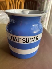 Vintage TG Green Cornishware Loaf Sugar Jar Black Shield VGC