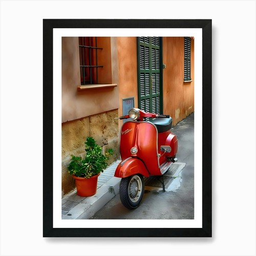 Vespa art print framed - vespa,