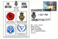 1981 Royal British Legion Poppy Appeal Official Cover No. 9 Maidstone SHS