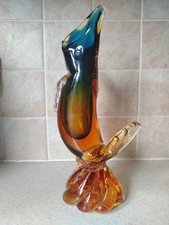 Rare Murano Glass leaping fish vase. Retro Vintage Multicoloured. Salmon Pike