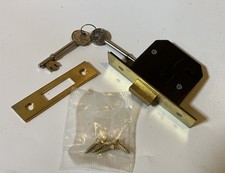 2 1/2" 3 Lever Mortice Deadlock Brass Plated Finish With 2 Keys Keep & Screws