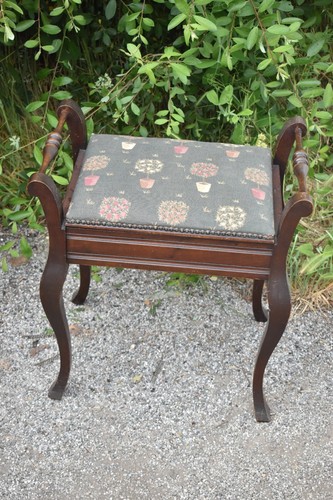 Antique mahogany piano - antique, stool