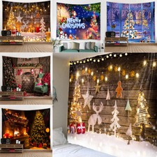 Christmas Tapestry Wall Hanging Banners Blanket Xmas Party Background Home Decor