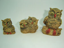 Vintage Resin Owl Family Ornament Figurines
