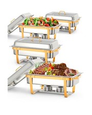 Chafing Dish Buffet Set, 8QT 4 Pack, Rectangle Chafing Dishes for Buffet w/Li...