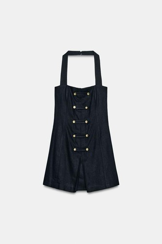 Zara linen toggle mini dress - toggle,