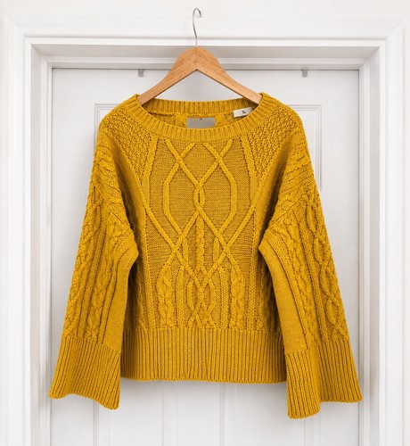 Women yellow cable knit - women's,