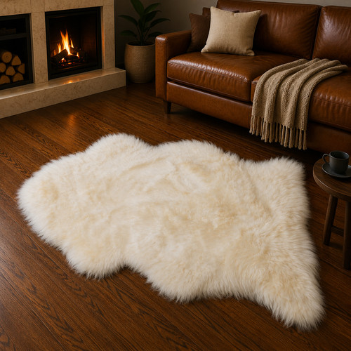 Genuine ivory sheepskin rug - genuine,