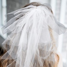 Wedding Bridal Veil White Bow