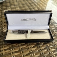 Harvey Makin Pen  - Black Enamel Silver effect finish . Ball pen VGC