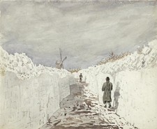 James Wilcox (1778-1865) Watercolour Painting After Snow Storm Buntingford 1837