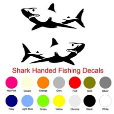 Shark Fishing Stickers Car Van Trailer Boat Yacht Dinghy Hull Decals Set 150mm