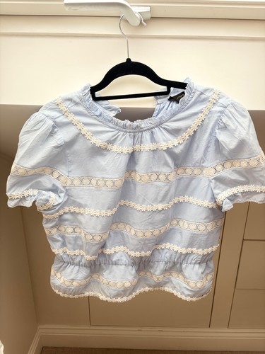 Crew blue floral - lace, trim