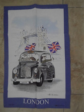 London Taxi Linen Tea Towel by McCaw Allen. New Unused.