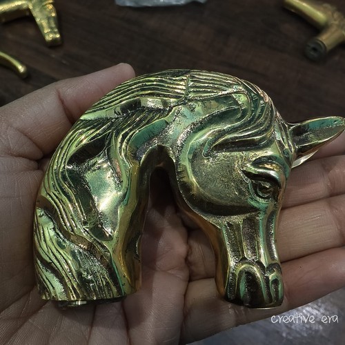 Solid brass head handle - head, horse