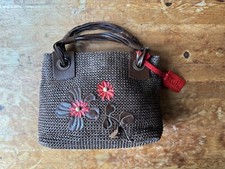 TULA BROWN STRAW SMALL BAG LEATHER TRIM HANDBAG UNDERARM STRAP