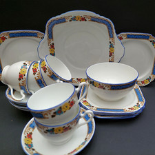 Art Deco Heathcote cups, saucers, plates & bowl 1930s