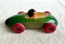 Vintage Miniature Wooden Push Toy Racing Car - Made In France 3" / 7.5cm Long