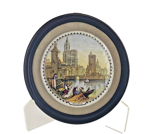 Prattware pot lid - pot, framed