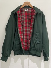 Warrior Haja Harrington Jacket Vtg 80s Green Red Tartan Lining Sz M Bomber Punk