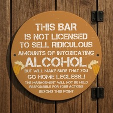Funny Bar Signs For Outside Round Wall Plaque Bar Sign For Garden Shed Man Cave 