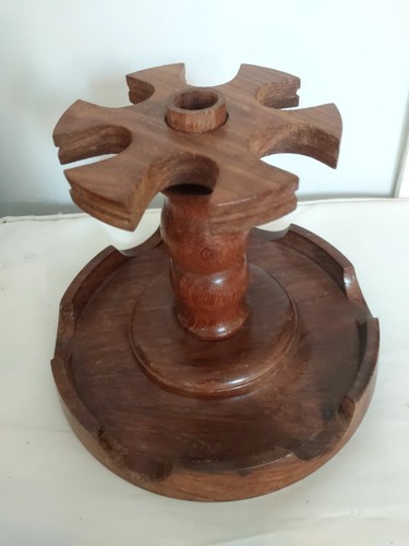 Vtg hand turned wooden - hand, tobacco