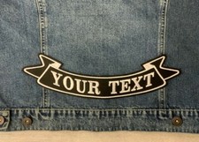 11 3/4" TOP & BOTTOM RIBBON STANDARD FONT PATCH BIKER CUSTOM EMBROIDERED PATCHES