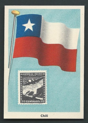 Chile flag stamp - flag, 1951