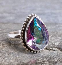 925 Silver MYSTIC TOPAZ Ring Sz N,R 6.5,8.5 R808~Silverwave*uk Jewellery