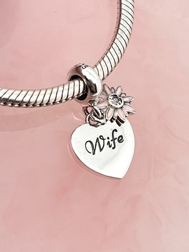 Wife charm pink flower - wife,