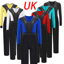 UK Boys Latin Dance Jumpsuits Full Body Leotard Tumbling Skating Unitard 