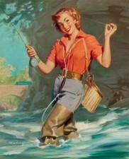 Vintage Pin-Up Fly Fishing